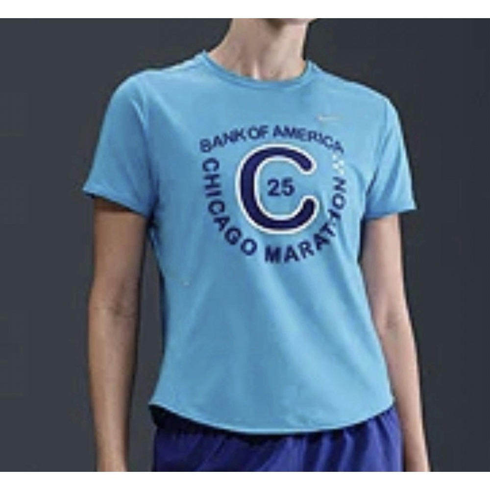 Nike Swift Running T-Shirt Women's Size XL Blue Chicago Marathon HQ4314-440